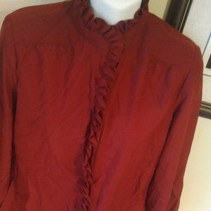 🎄10/$10    Red Ruffled 3/4 Sleeve Blouse S